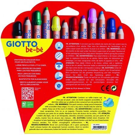Giotto Be-Be Estuche de 12 Lápices de Colores Surtidos con Sacapuntas